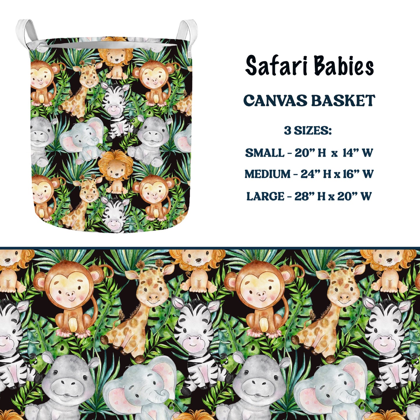 Safari Babies Multi Purpose Canvas Baskets 3 Sizes closes 7/11 eta 6/-8 weeks