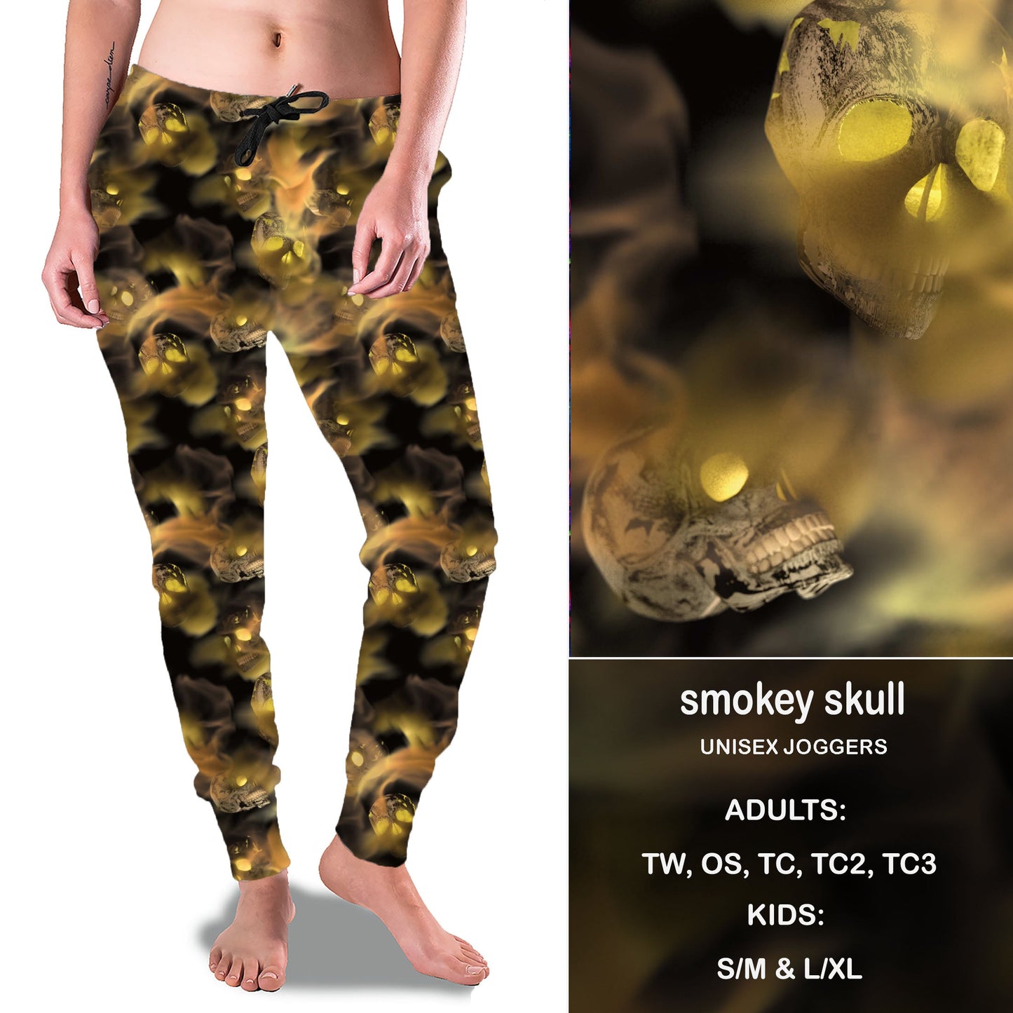 SMOKEY SKULLS FACES - Full Joggers Preorder Closes 8/11 eta Sept.