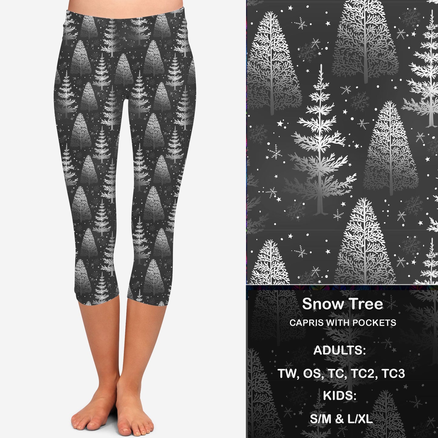 B W Snow Tree Leggings & Capris with Pockets Preorder Closes 7/14 eta Late August