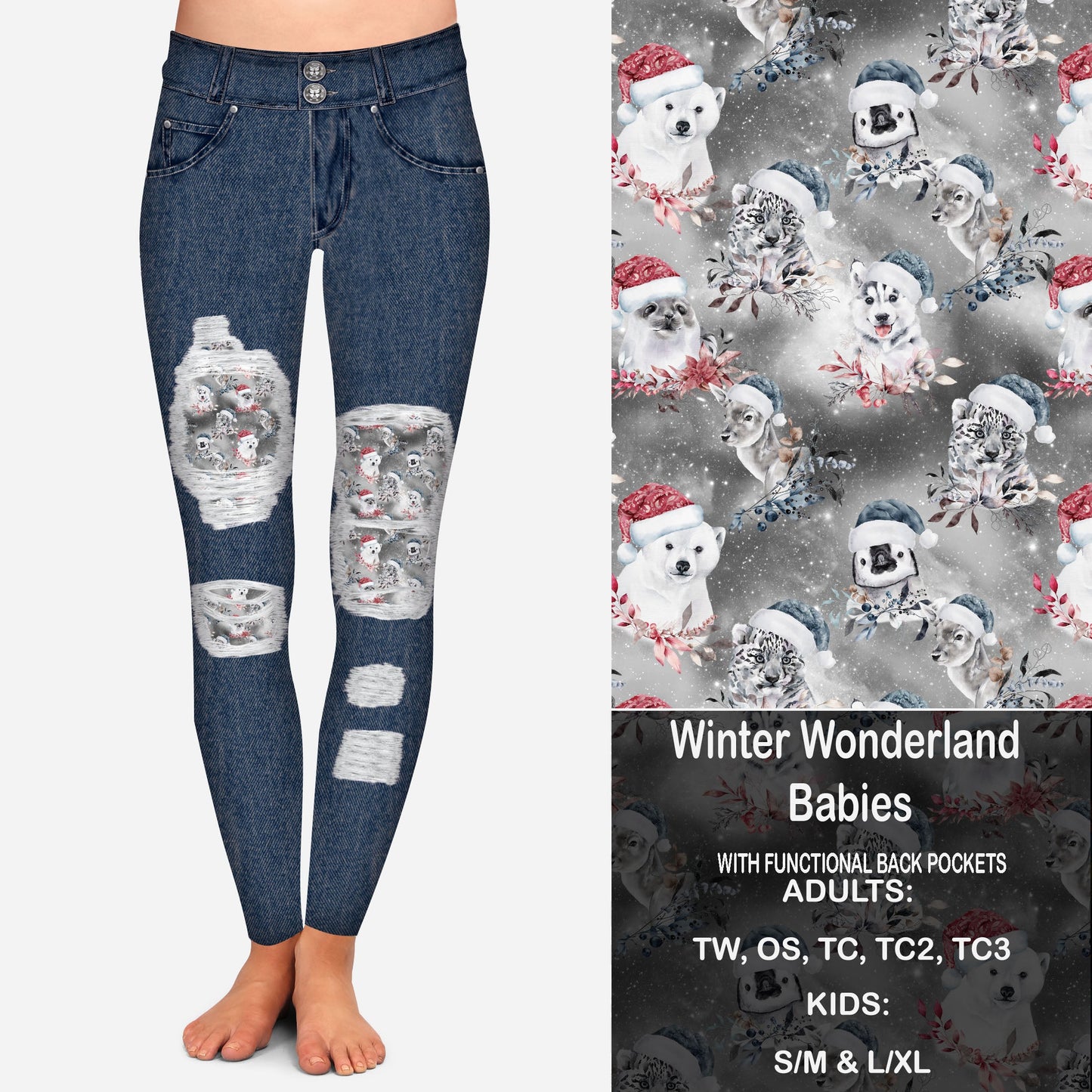 Winter Wonderland Babies Faux Denim Peekaboo Leggings with Pockets Preorder Closes 9/18 eta Late October
