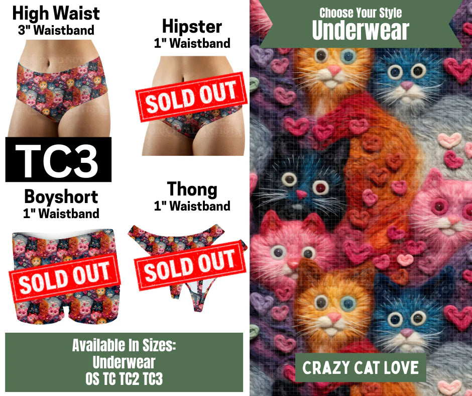 Crazy Cat Love High Waist Underwear
