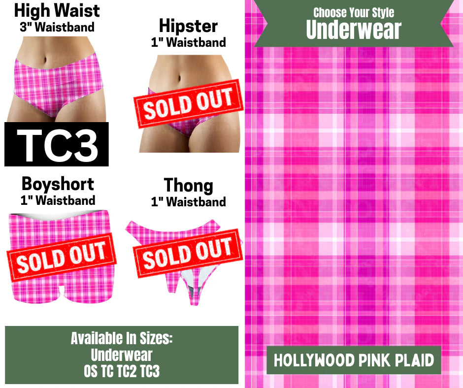 Hollywood Pink Plaid High Waist Underwear