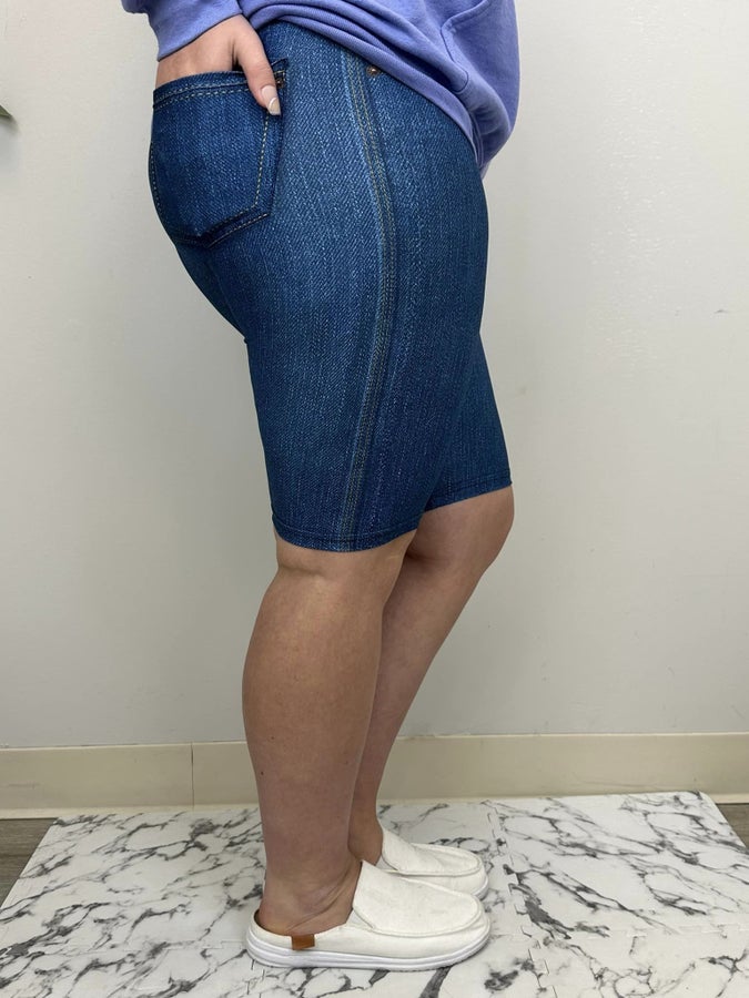 Blue Denim Shorts w/ Butt Pockets