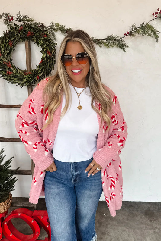 PREORDER: Christmas Cloud Cardigan Candy Cane