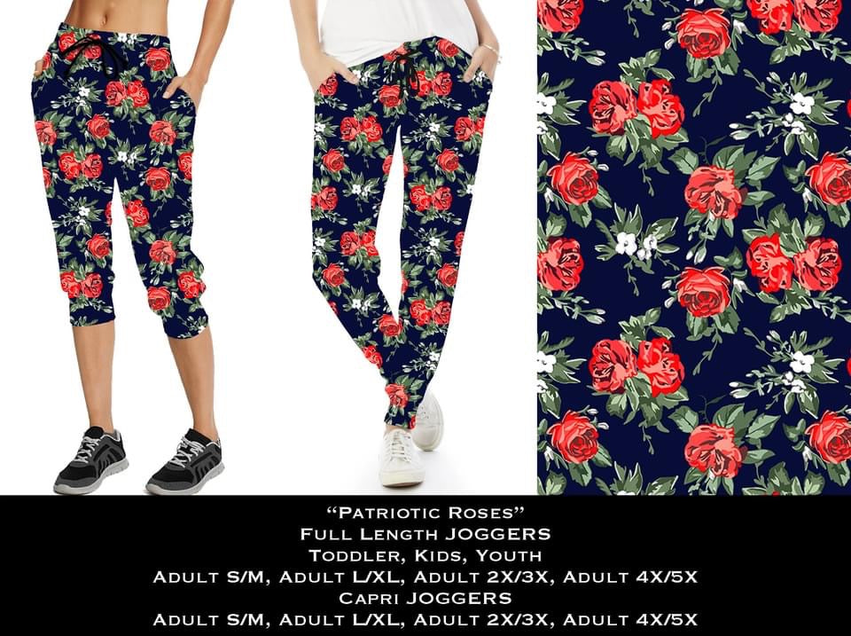 Patriotic Roses Full & Capri Joggers