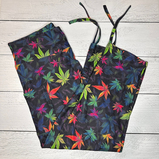 Bright Weed Ruched Cuff Capris with Side Pockets