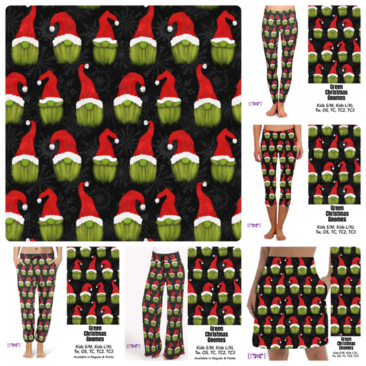 Green Christmas Gnomes leggings and skorts