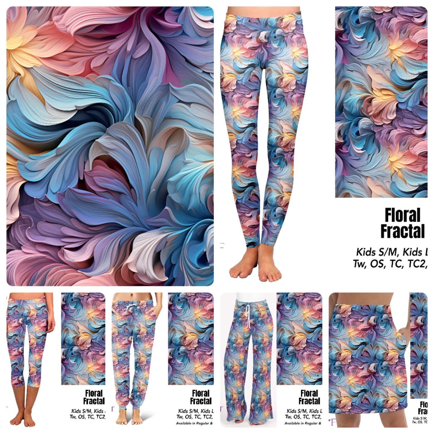 Floral Fractal skorts with pockets