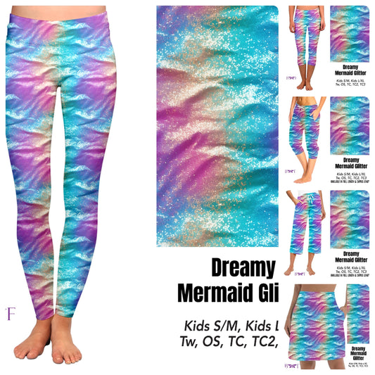 Dreamy Mermaid Glitter capris with pockets