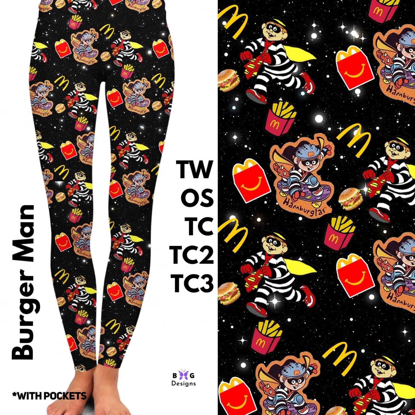 Burger Man - Leggings with Pockets