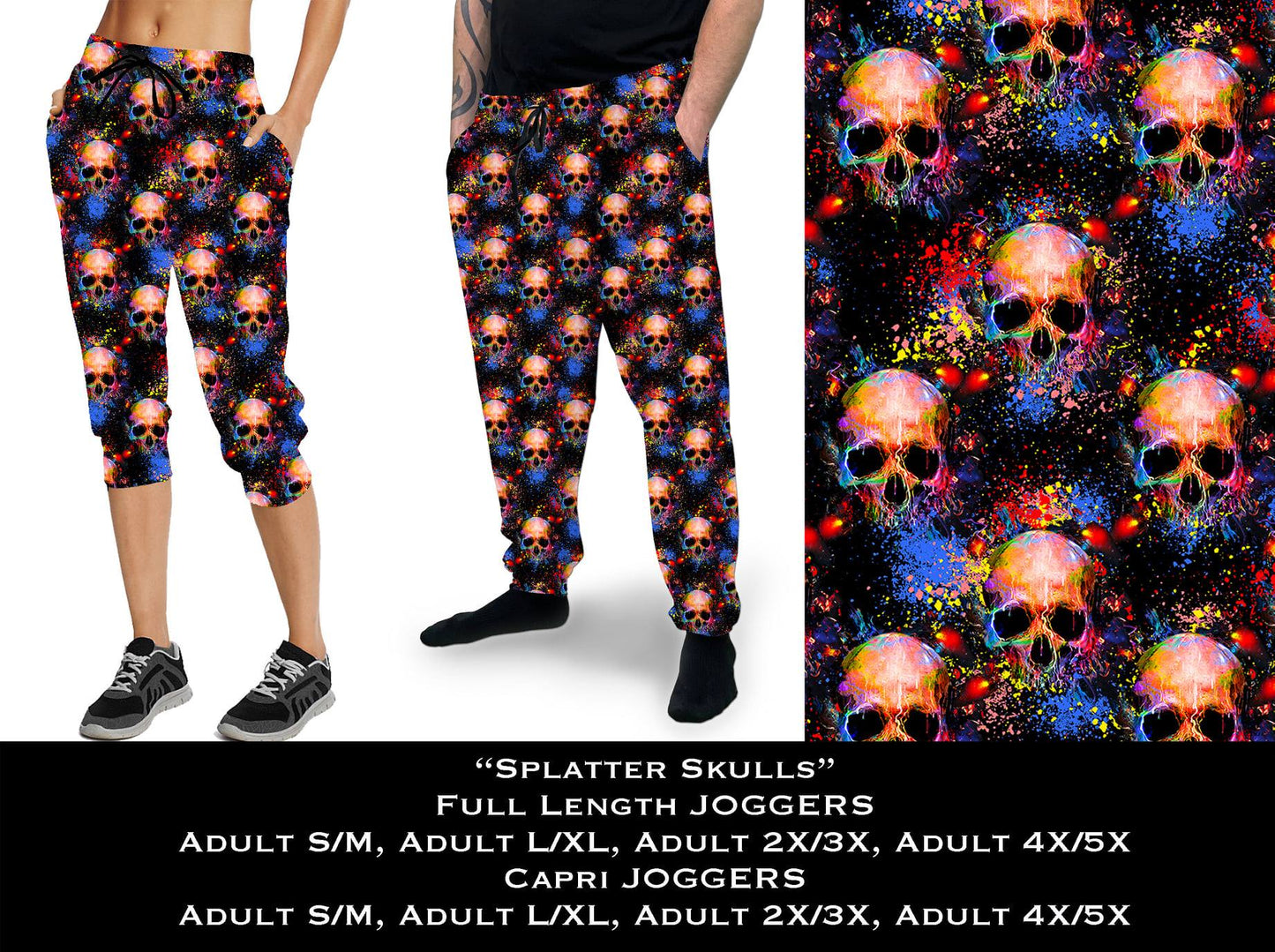 Splatter Skulls Full & Capri Joggers
