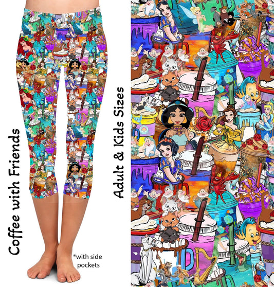 Coffee with Friends- Capri Leggings with Pockets