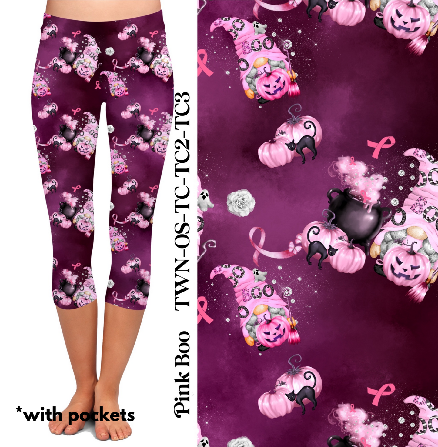 Pink Boo - Capri Leggings with Pockets