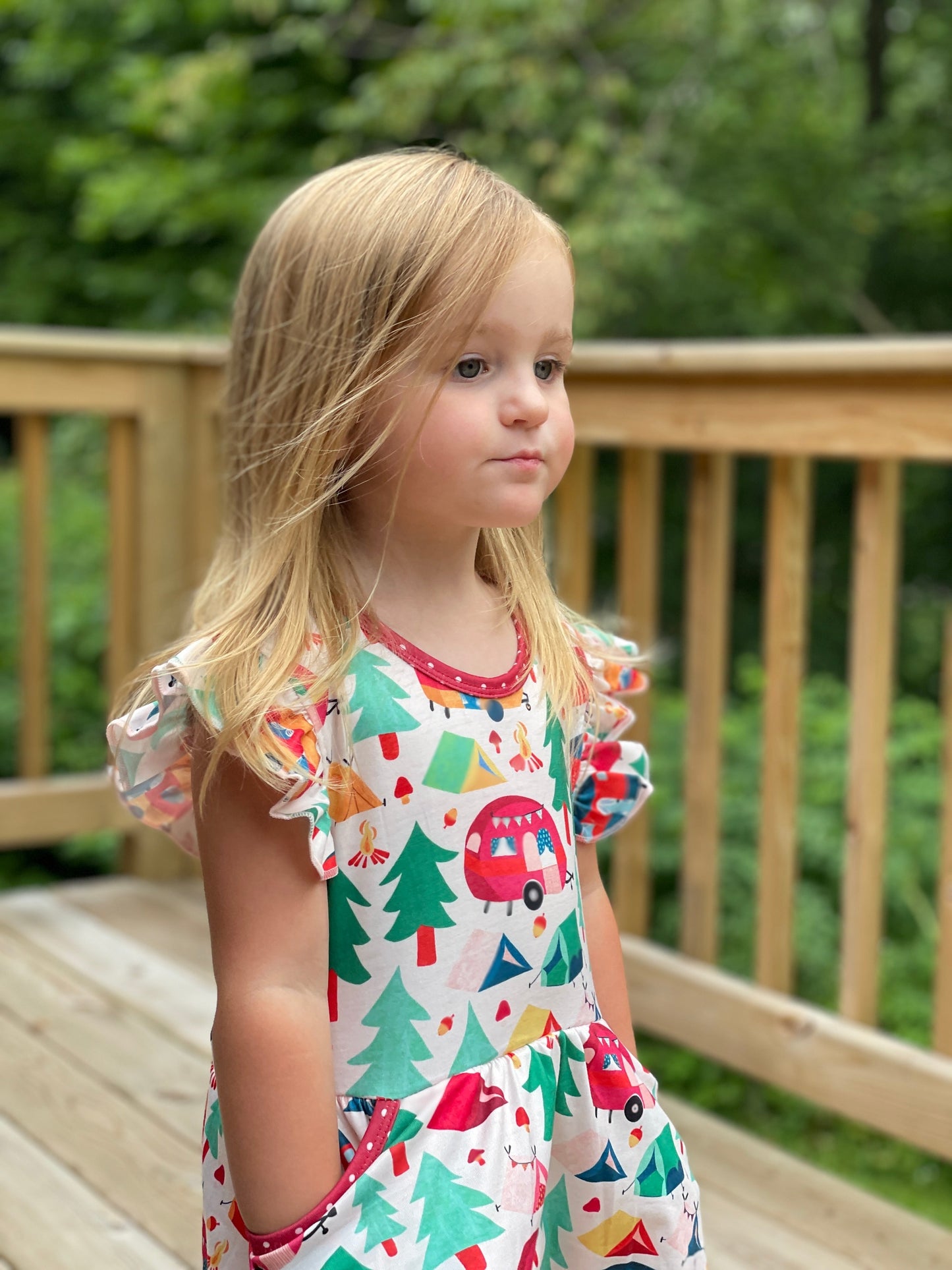 Wanderlust Camping Pocket Peplum Short Set