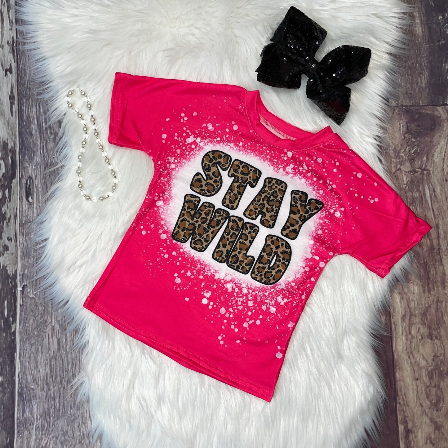 Bleach Splatter T-Shirts - Stay Wild Leopard