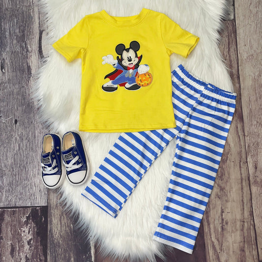 Vampire Mouse Embroidered Tee and Pant Set