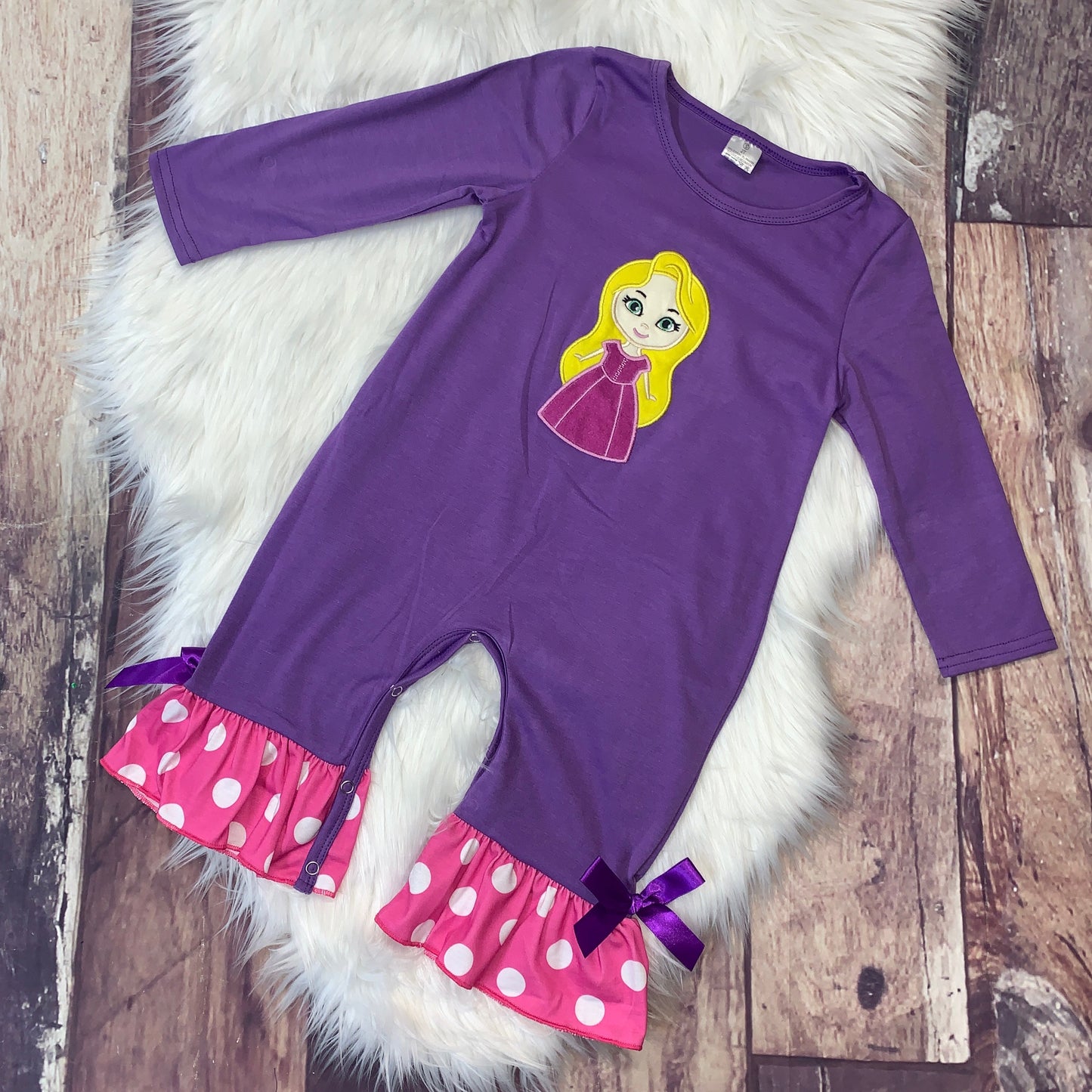 Magic Hair Princess Embroidered Ruffle Romper