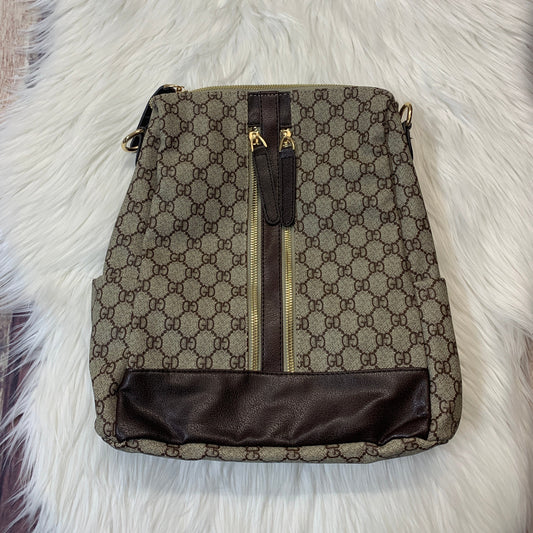 Women's Brown & Tan Knapsack