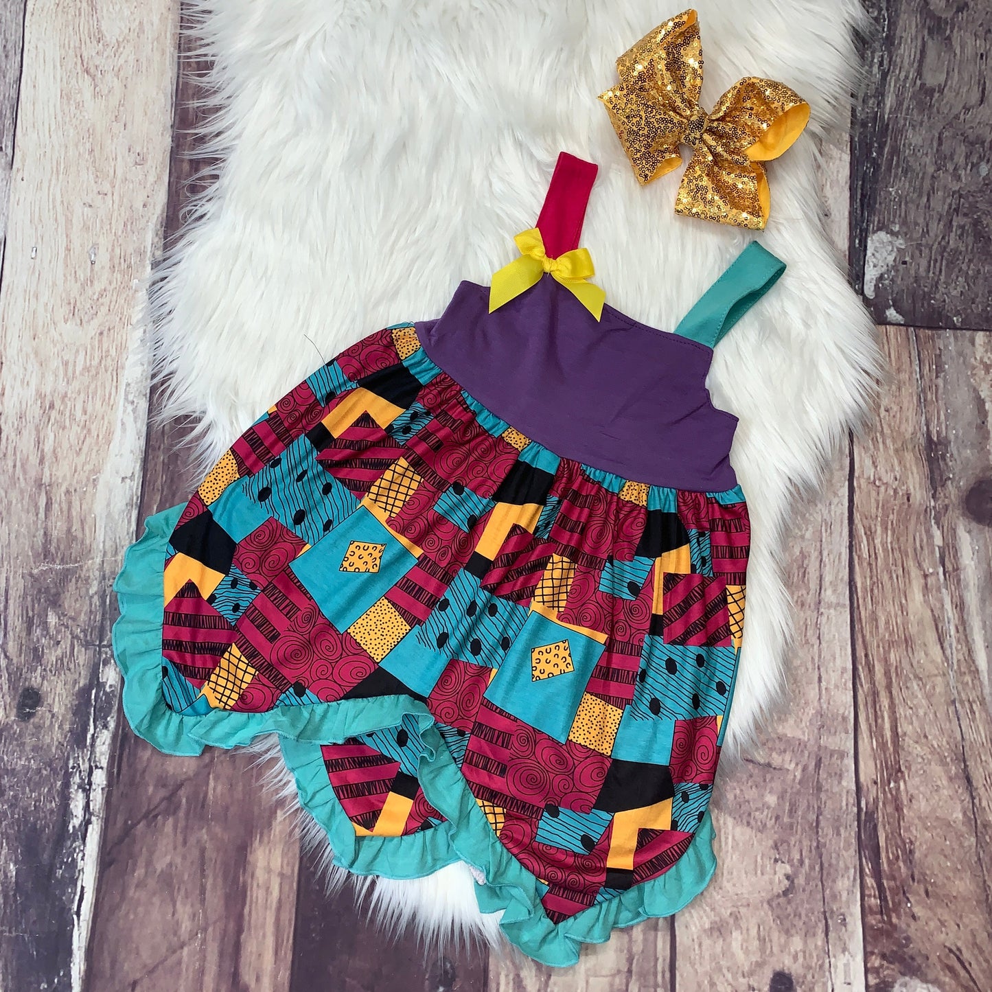 Patchwork Sally Inspired Ruffle Dress