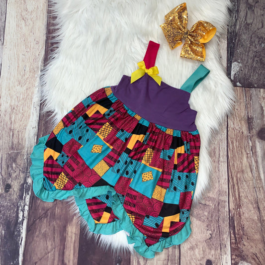 Patchwork Sally Inspired Ruffle Dress