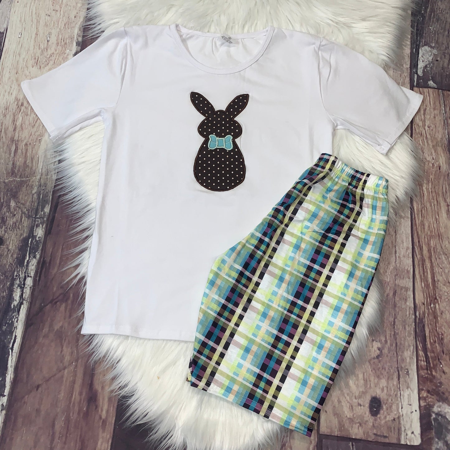 Embroidered Bunny and Shorts Set