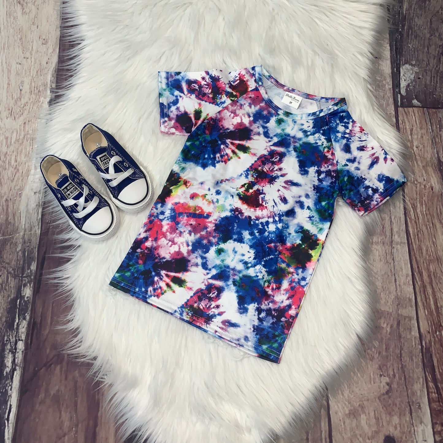 Fuchsia & Blue Tie Dye Raglan