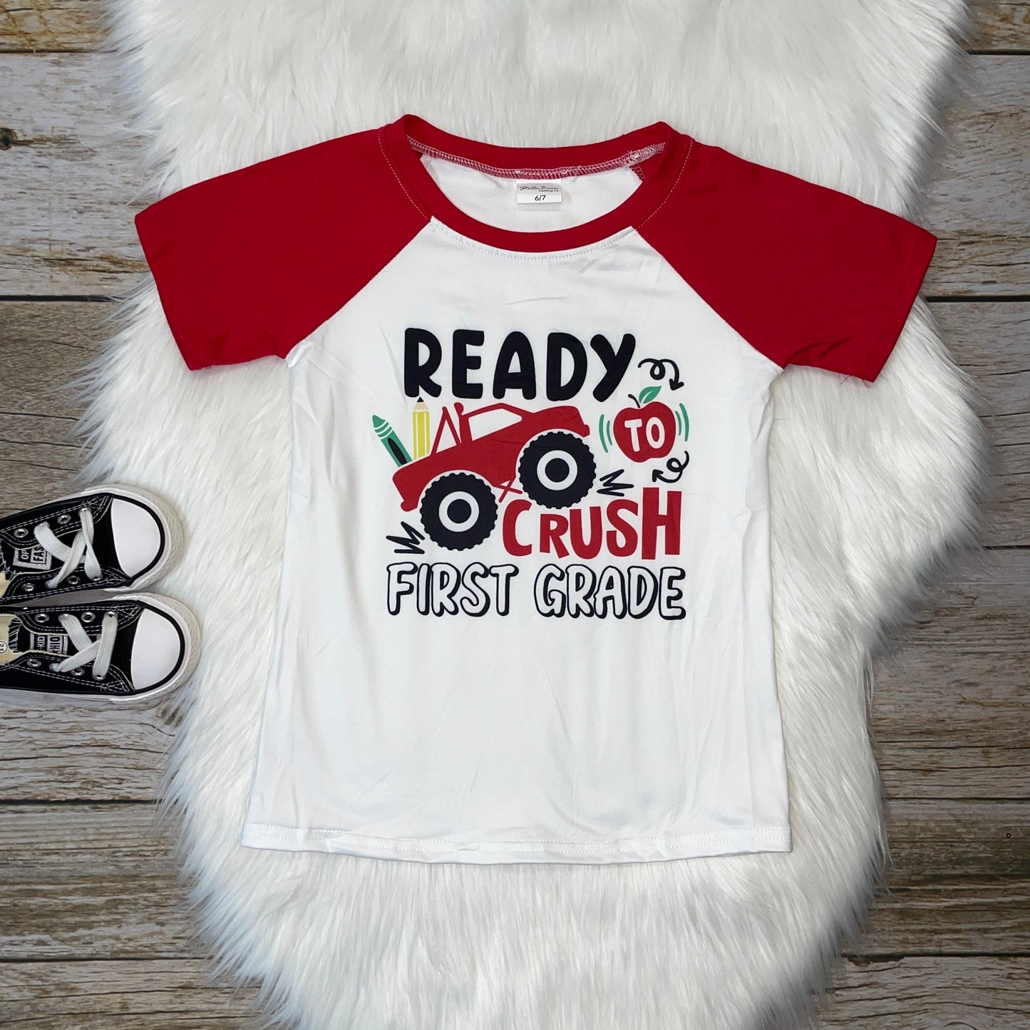 Back to School Raglan - Ready to Crush First Grade