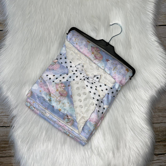 Minky Dot Plush Baby Blanket - Unicorn Dream Big