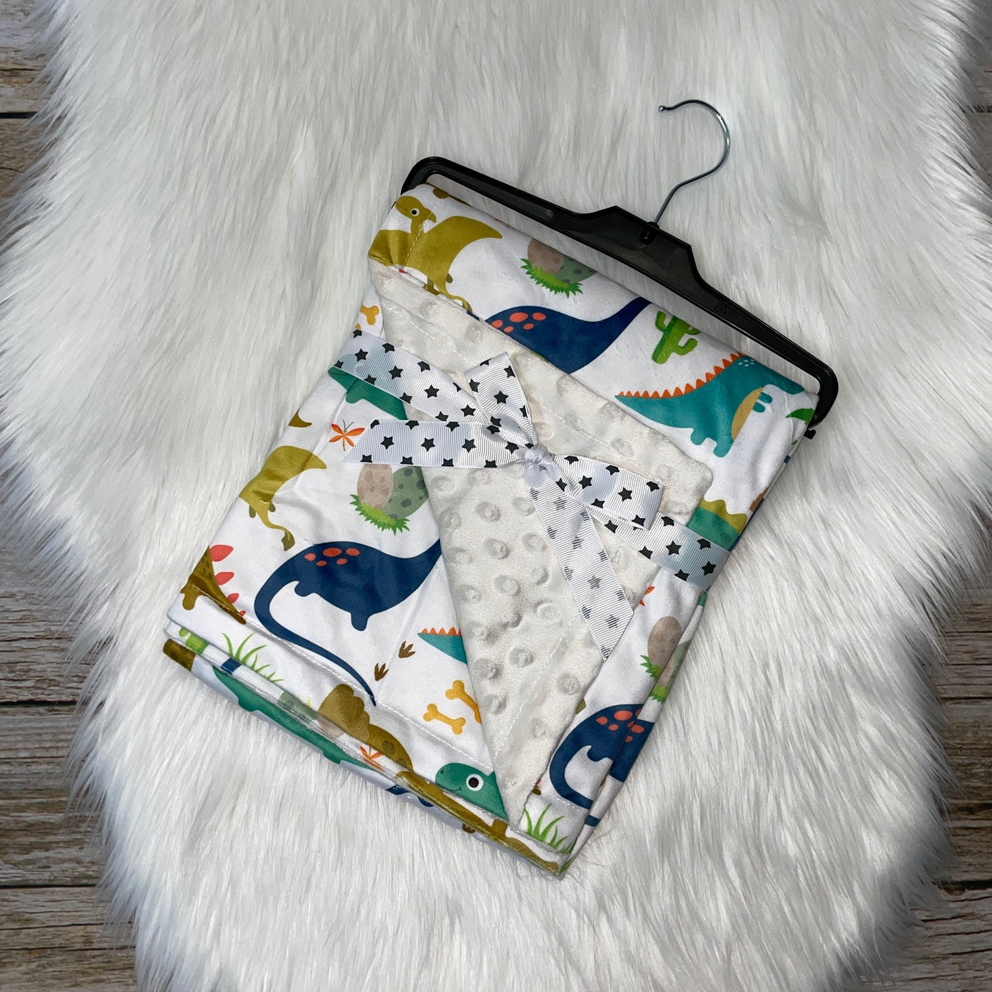 Minky Dot Plush Baby Blanket - Dinosaurs