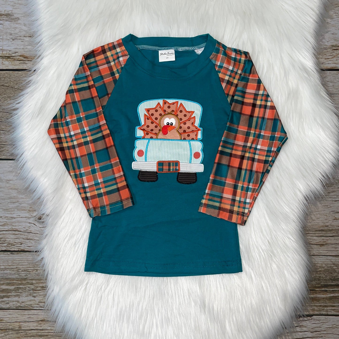 Embroidered Turkey Pickup Truck Raglan