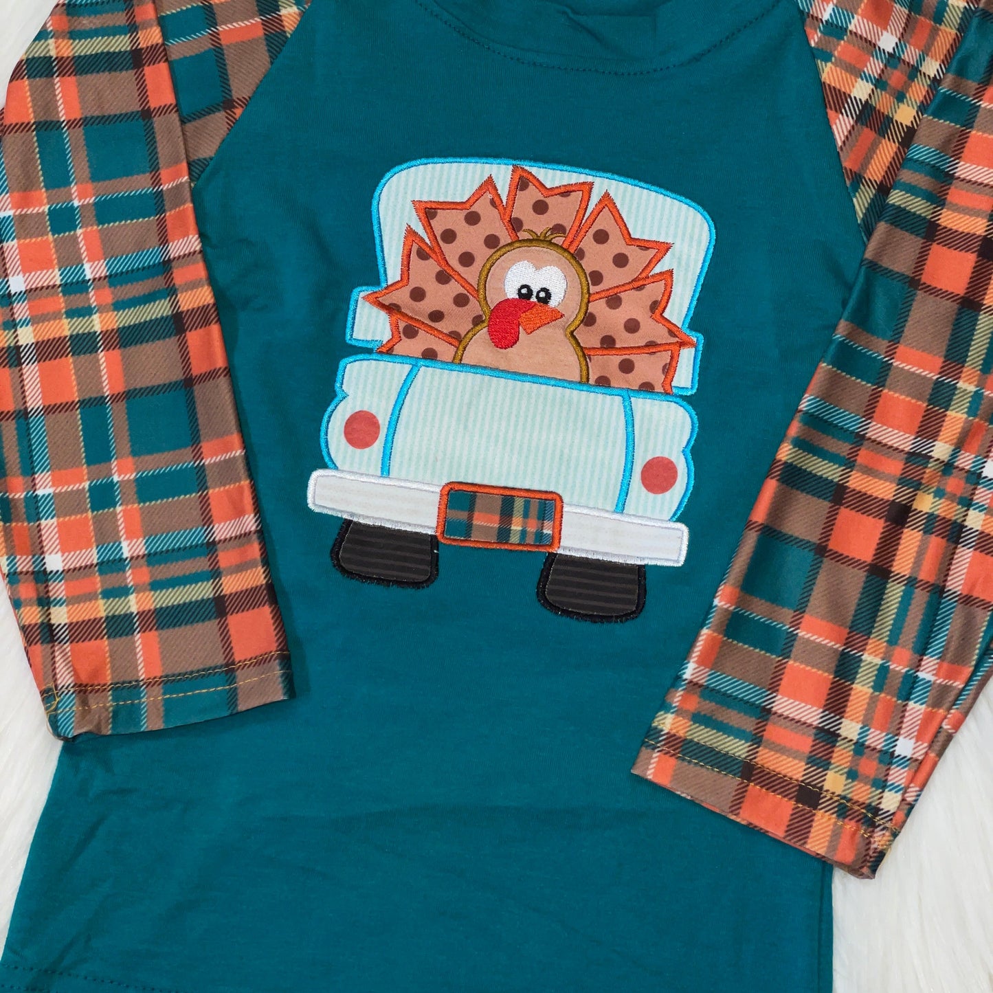 Embroidered Turkey Pickup Truck Raglan