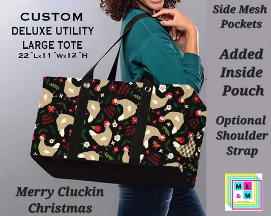 Merry Cluckin Christmas Collapsible Tote