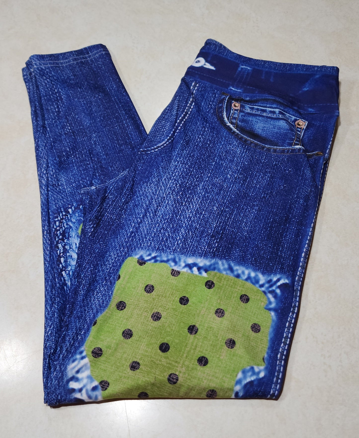 Vintage Alien Stripes Faux Denim Full Length