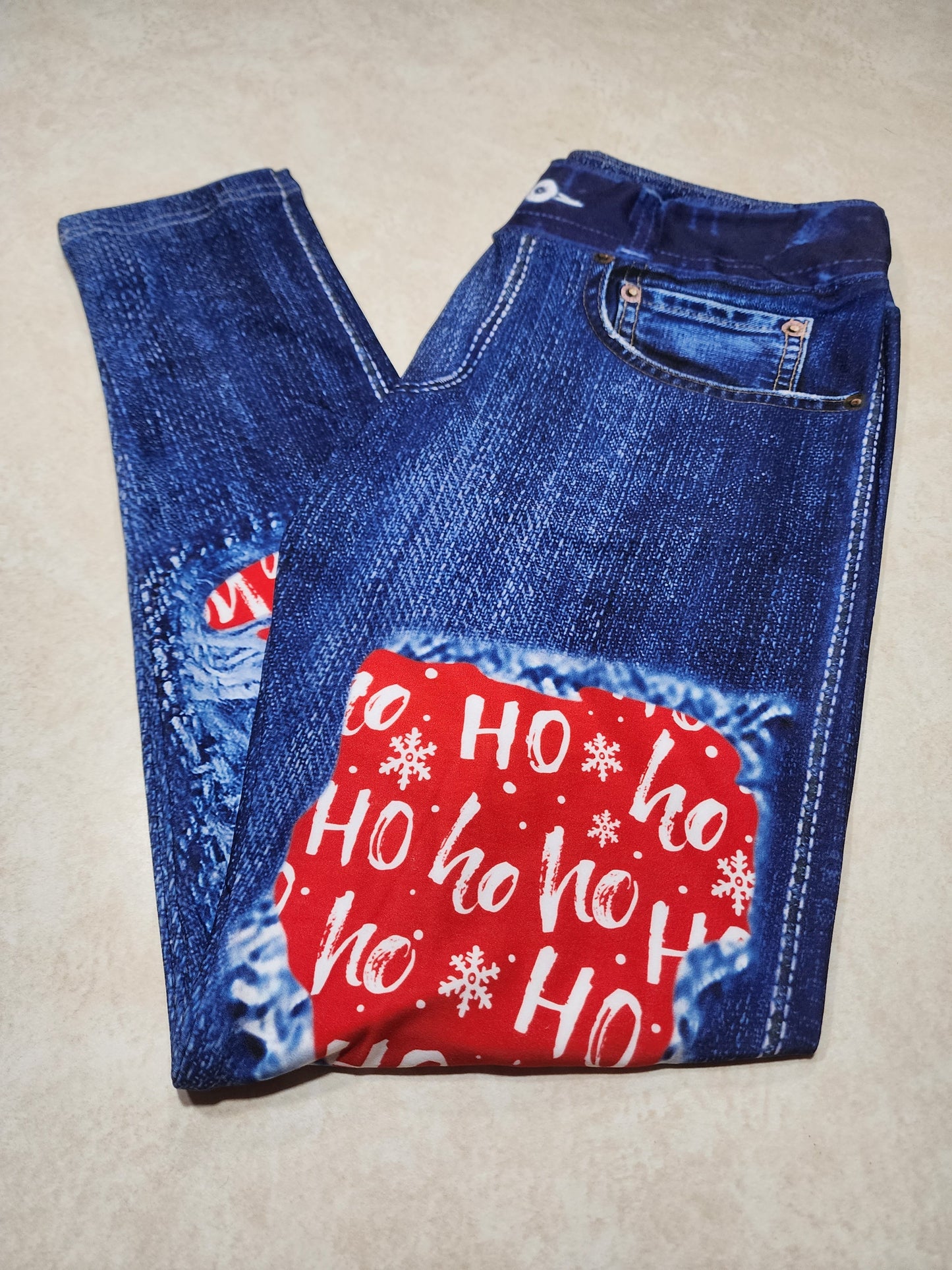 Ho Ho Ho Faux Denim Full Length