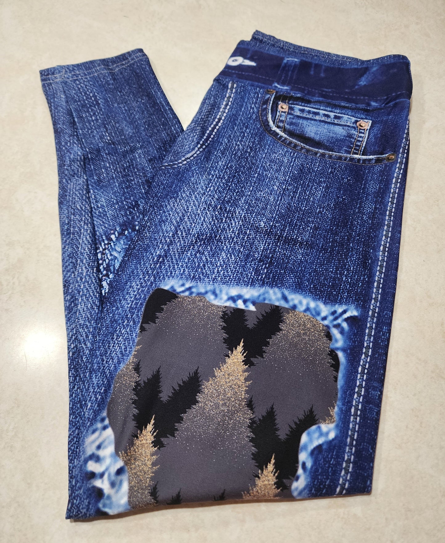 Golden Forest Faux Denim Full Length