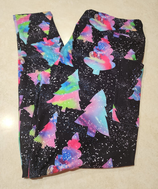 Rainbow Galaxy Trees Full Length Leggings