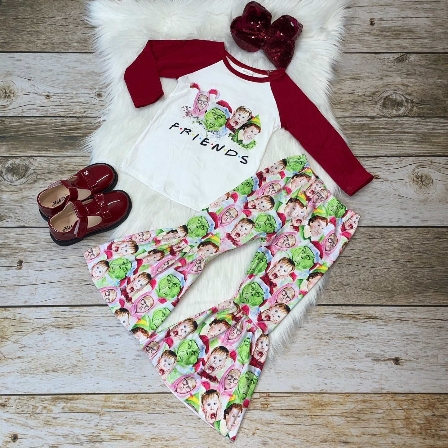Christmas Character FRIENDS Raglan & Bell Pants Set