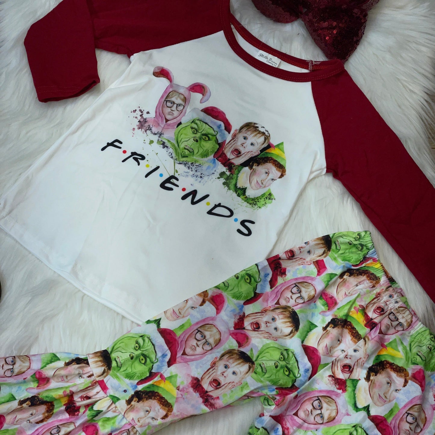 Christmas Character FRIENDS Raglan & Bell Pants Set
