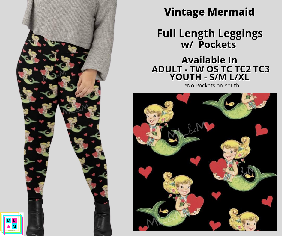 Vintage Mermaids Full Length Leggings