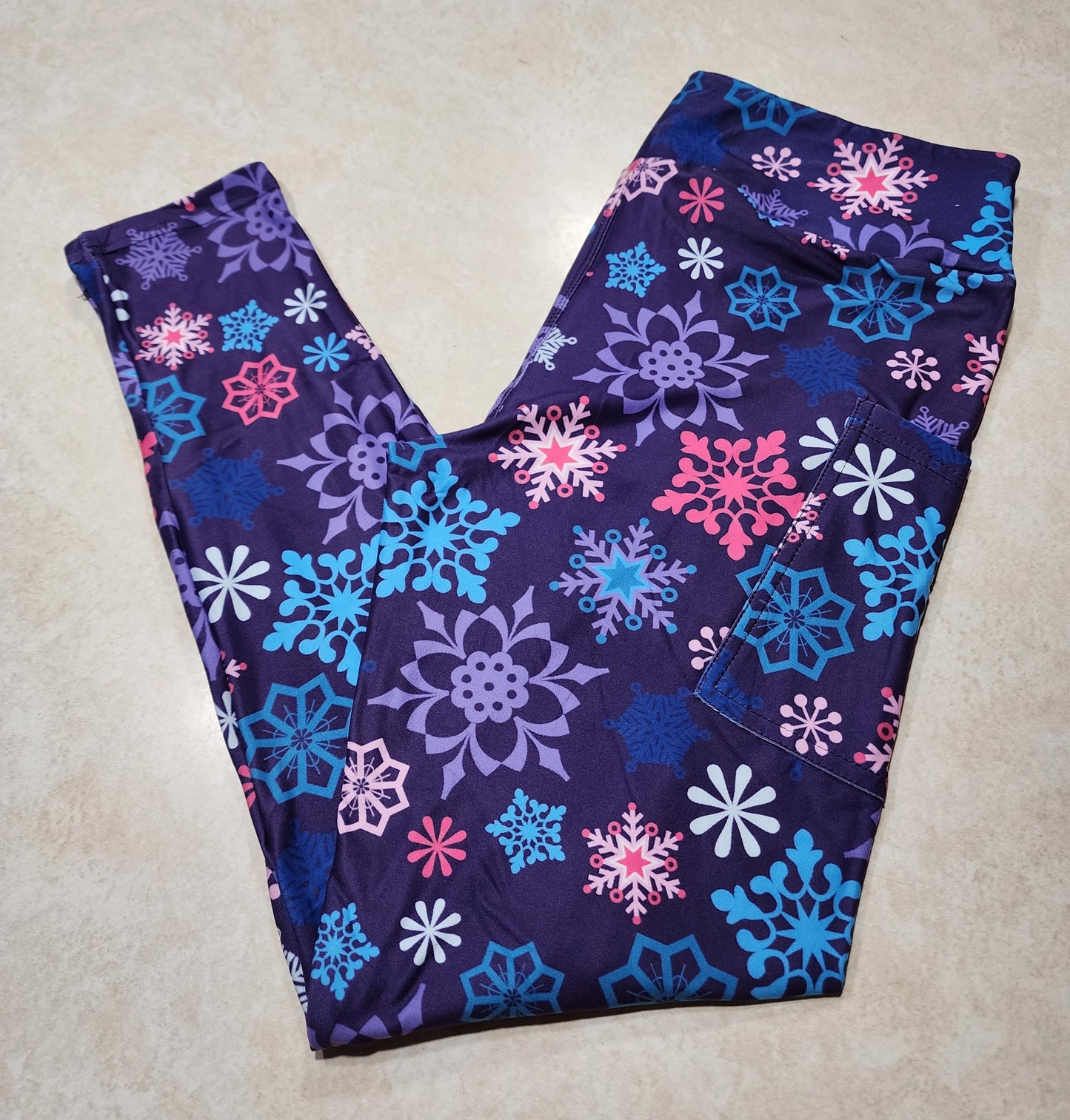 Purple Flurries Full Length Leggings