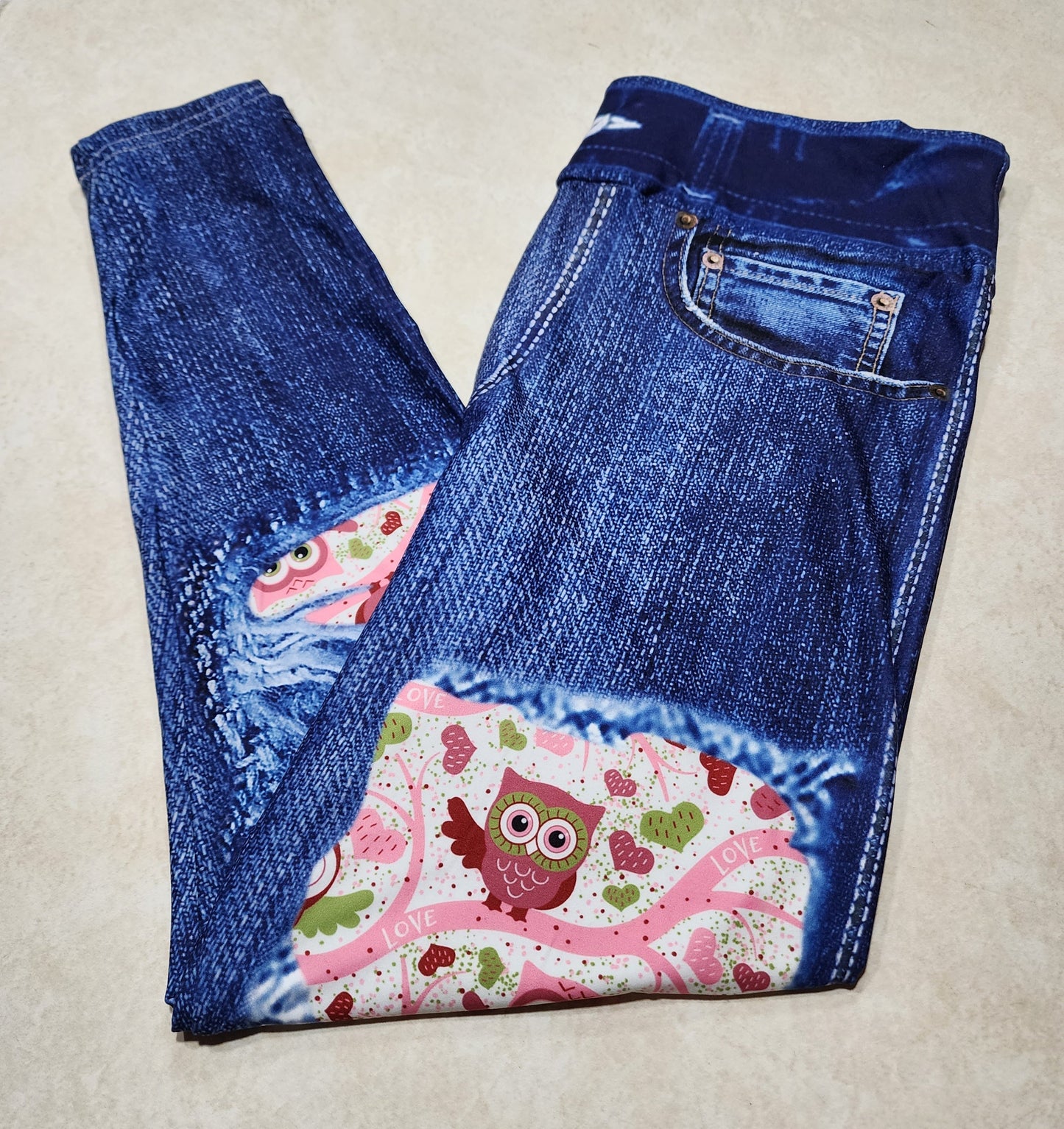 Owl Love Faux Denim Full Length