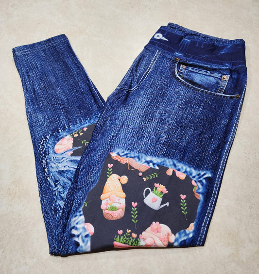 Tulip Gnomes Faux Denim Full Length