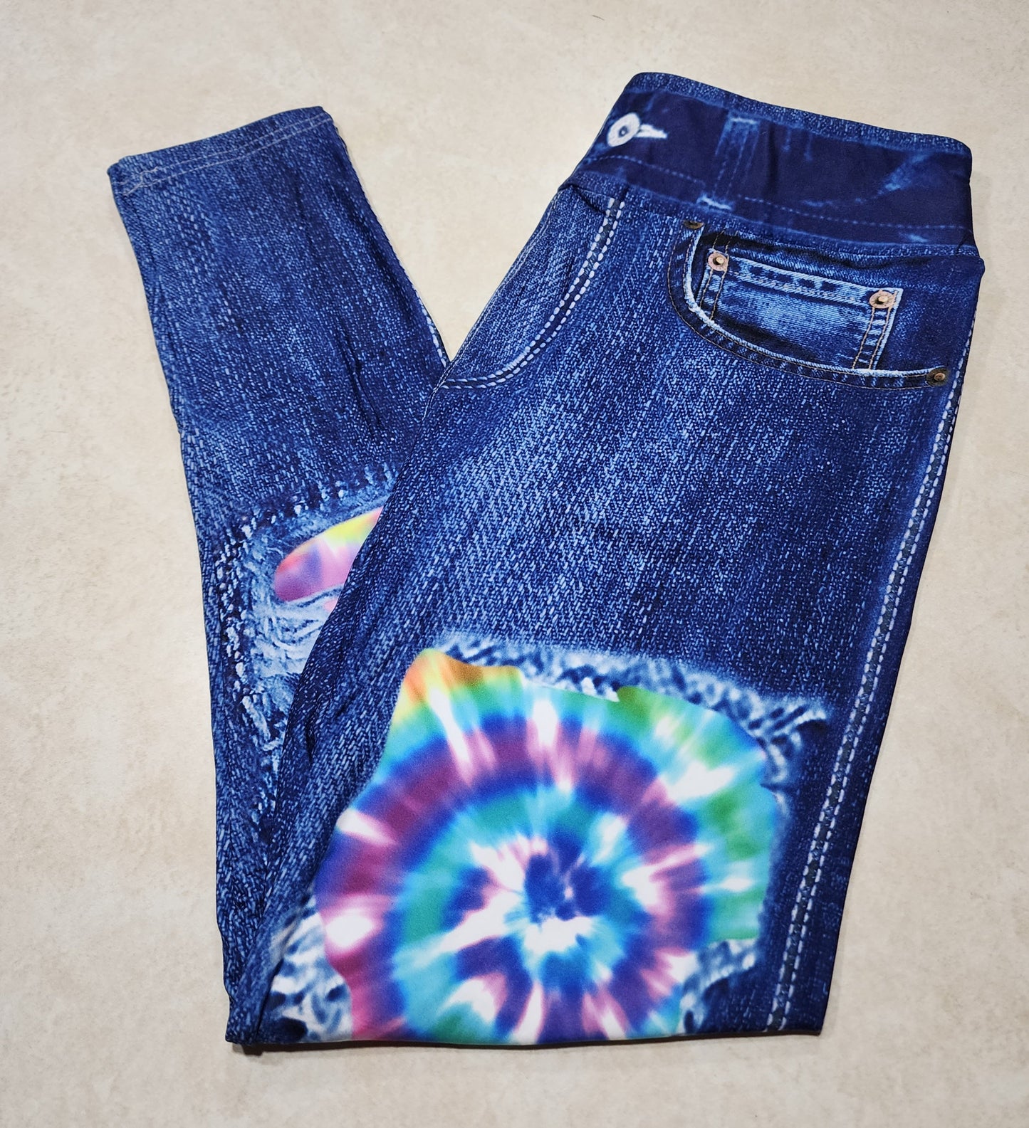 Magenta Magic Tie Dye Faux Denim Full Length