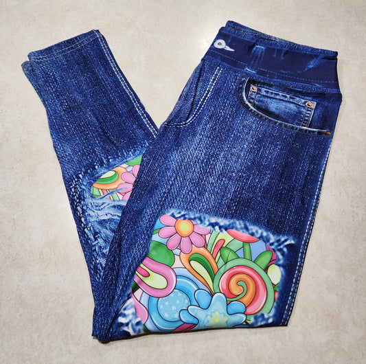 Animated Spring Faux Denim Full Length