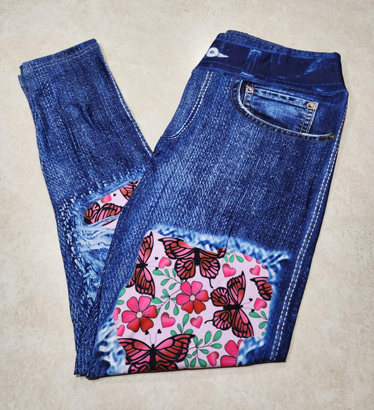 Wings of Love Faux Denim Full Length