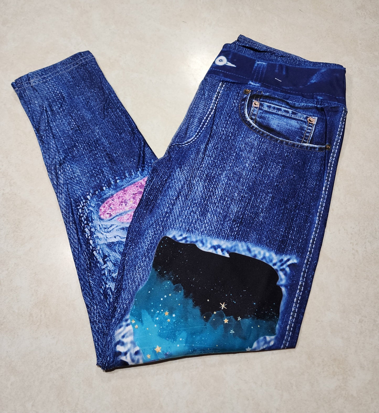 Cosmos Faux Denim Full Length