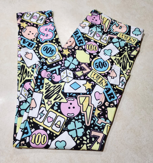 Pastel Casino Queen Full Length Leggings w/ Pockets