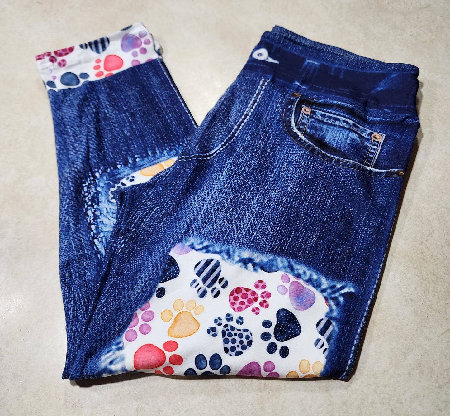 Happy Paws Faux Denim Capris
