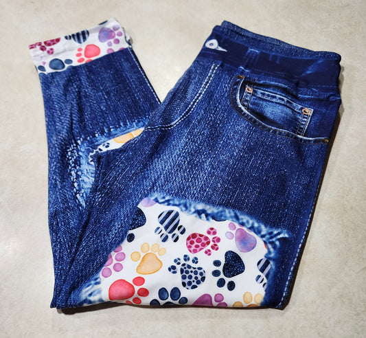 Happy Paws Faux Denim Capris