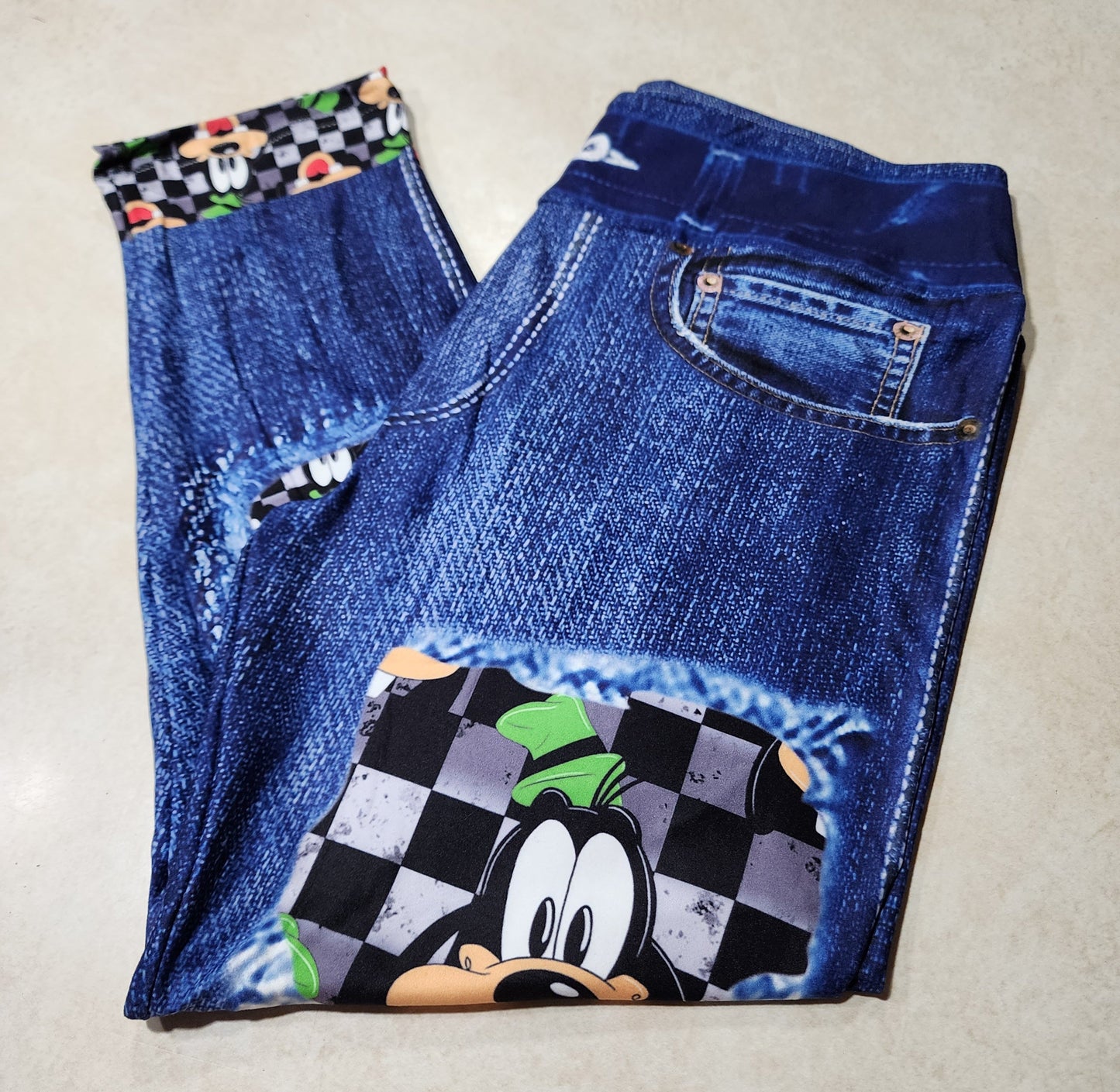 Silly Check Faux Denim Capris